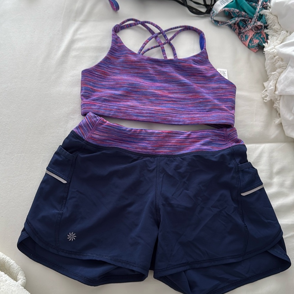 Athleta girl sports bra and shorts set